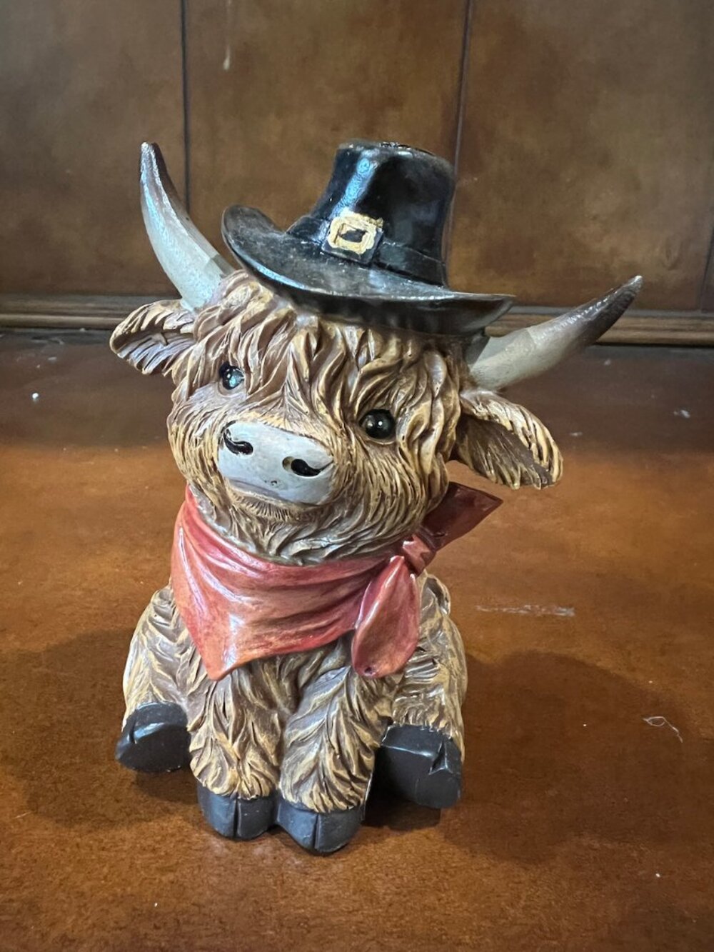 Thanksgiving Cowboy Highland Cow Resin Figurine Fall Farmhouse Decor Autumn Gift